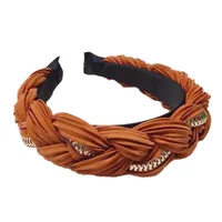 Hair Accessories Solid Color Pleated Alloy Chain Twist Braids Wide Edge Hair Band main image 5