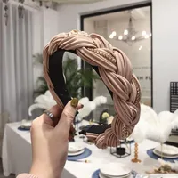 Hair Accessories Solid Color Pleated Alloy Chain Twist Braids Wide Edge Hair Band sku image 5