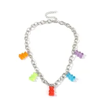 Cute Cartoon Bear Necklace Transparent Resin Bear Pendant main image 1