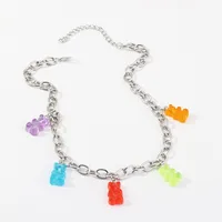 Cute Cartoon Bear Necklace Transparent Resin Bear Pendant main image 2
