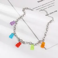 Cute Cartoon Bear Necklace Transparent Resin Bear Pendant main image 4