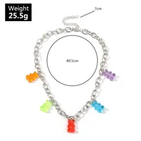 Cute Cartoon Bear Necklace Transparent Resin Bear Pendant main image 5