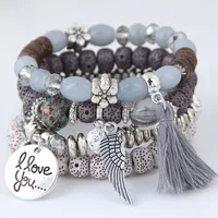 Simple Wild Disc Love Wings Tassel Personality Bead Temperament Multi-layer Bracelet main image 5