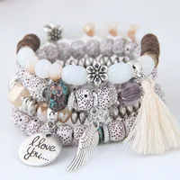 Simple Wild Disc Love Wings Tassel Personality Bead Temperament Multi-layer Bracelet main image 4