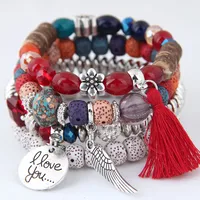 Simple Wild Disc Love Wings Tassel Personality Bead Temperament Multi-layer Bracelet main image 2