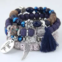 Simple Wild Disc Love Wings Tassel Personality Bead Temperament Multi-layer Bracelet sku image 3