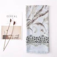 Cotton And Linen Scarf Women Spring And Autumn Wild Feather Plain Pattern Long Shawl Women Suppliers main image 2