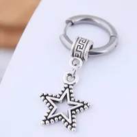 Earrings Single Trendy Men&#39;s Simple Earrings Tide Earrings Simple Hip-hop Titanium Steel Pentagram Men&#39;s Earring Earrings main image 1