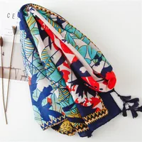 Sun Shawl Women Summer National Style Cotton And Linen Silk Scarf Printing Tassel Tulle Travel Beach Towel Sunshade Scarf main image 3