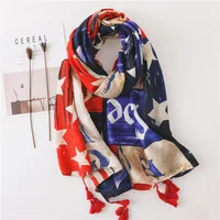 Sun Shawl Women Summer National Style Cotton And Linen Silk Scarf Printing Tassel Tulle Travel Beach Towel Sunshade Scarf sku image 3
