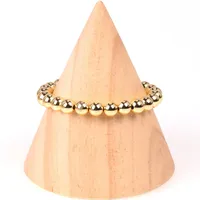 New Popular Beaded Stretch Bracelets Color Preservation Plating 8mm Copper Bead Bracelet Wholesale main image 2