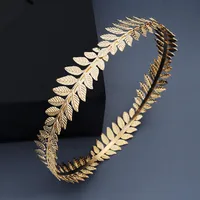 Round Hair Band Baroque Vintage Golden Olive Branch Crown Bridal Sen Wedding Head Ornament main image 1
