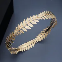 Round Hair Band Baroque Vintage Golden Olive Branch Crown Bridal Sen Wedding Head Ornament main image 2