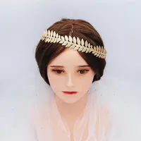 Round Hair Band Baroque Vintage Golden Olive Branch Crown Bridal Sen Wedding Head Ornament main image 4