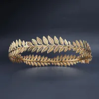 Round Hair Band Baroque Vintage Golden Olive Branch Crown Bridal Sen Wedding Head Ornament sku image 1