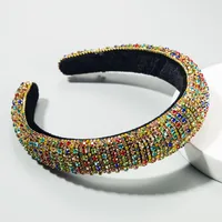 Fashion Colorful Diamond Sponge Hair Hoop Female Wide Version Baroque Wind Headband Wholesale main image 2