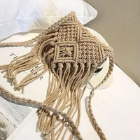 Women's Small Straw Square Bag Crossbody Bag Shoulder Bag sku image 2