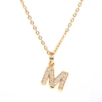 Copper Fashion Diamond Letter Necklace main image 7