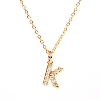 Copper Fashion Diamond Letter Necklace main image 5