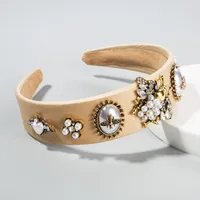 New Fashion Luxury Bee Inlaid Rhinestone Headband Pearl Headband Baroque Wide-edged Cheap Headband Wholesale sku image 1