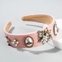 New Fashion Luxury Bee Inlaid Rhinestone Headband Pearl Headband Baroque Wide-edged Cheap Headband Wholesale sku image 3