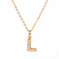 Copper Fashion Diamond Letter Necklace sku image 12