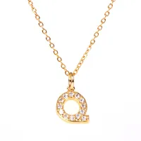 Copper Fashion Diamond Letter Necklace sku image 17