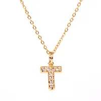 Copper Fashion Diamond Letter Necklace sku image 20