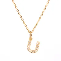 Copper Fashion Diamond Letter Necklace sku image 21