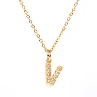 Copper Fashion Diamond Letter Necklace sku image 22