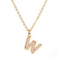 Copper Fashion Diamond Letter Necklace sku image 23