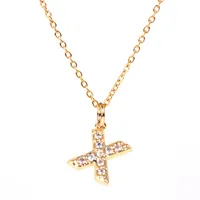 Copper Fashion Diamond Letter Necklace sku image 24