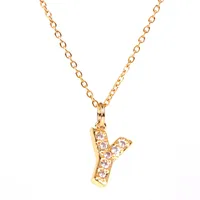 Copper Fashion Diamond Letter Necklace sku image 25