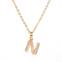 Copper Fashion Diamond Letter Necklace sku image 14