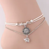 Fashion Sunflower Elephant Pendant Wild Anklet  Wholesale main image 1