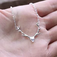 Simple  Necklace Christmas Elk Reindeer Pendant Necklace Female Clavicle Chain Fawn  Necklace Wholesale main image 2