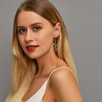 New Fashion Creative Snake-shaped Earrings Long Diamond Earrings Simple Wave Earrings Wholesale main image 1