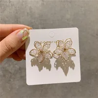 Korean New Fashion Hollow Crystal Flower Earrings Nihaowholesale Wholesale main image 1