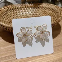Korean New Fashion Hollow Crystal Flower Earrings Nihaowholesale Wholesale main image 3