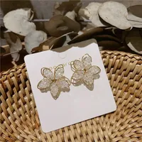 Korean New Fashion Hollow Crystal Flower Earrings Nihaowholesale Wholesale main image 5