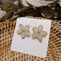 Korean New Fashion Hollow Crystal Flower Earrings Nihaowholesale Wholesale sku image 1