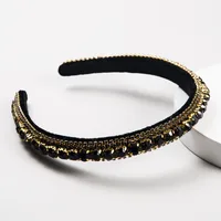 New Fashion Wild Hairband Multi-layer Glass Drill Full Diamond Gold Velvet Fashion Thin-edged Headband main image 2