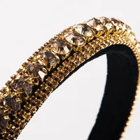 New Fashion Wild Hairband Multi-layer Glass Drill Full Diamond Gold Velvet Fashion Thin-edged Headband main image 4