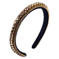 New Fashion Wild Hairband Multi-layer Glass Drill Full Diamond Gold Velvet Fashion Thin-edged Headband main image 5