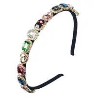 Korean New Fashion Simple Retro Hair Accessories Super Flash Glass Diamond Thin Edge Hair Band sku image 1