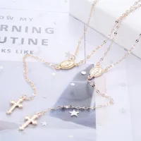 New Fashion Cross Necklace Women&#39;s Clavicle Chain Jesus Easter Jewelry Sexy Tassel Pendant main image 2