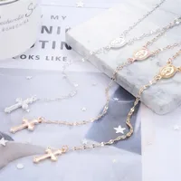 New Fashion Cross Necklace Women&#39;s Clavicle Chain Jesus Easter Jewelry Sexy Tassel Pendant main image 3