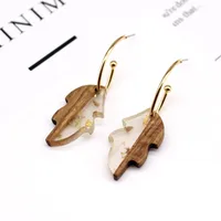 Fashion Jewelry Simple Wood Earrings Leaves Wood Resin Earrings Ear Hook Foreign Trade Gold Foil Frosty Earrings main image 1