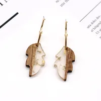 Fashion Jewelry Simple Wood Earrings Leaves Wood Resin Earrings Ear Hook Foreign Trade Gold Foil Frosty Earrings main image 2