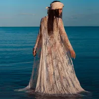 Fashion  New Wave Lace Lace Loose Sunscreen Beach Cardigan Long Skirt Holiday Wear Swimsuit Outside Smock Nihaowholesale Wholesale main image 3